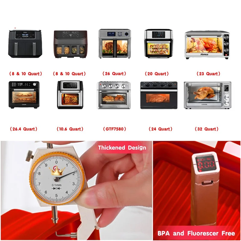 ABZA-بطانات مقلاة هوائية من السيليكون قابلة للطي، وعاء سيليكون للمقلاة الهوائية لملحقات مقلاة الهواء المزدوجة نينجا DZ201410 فودي