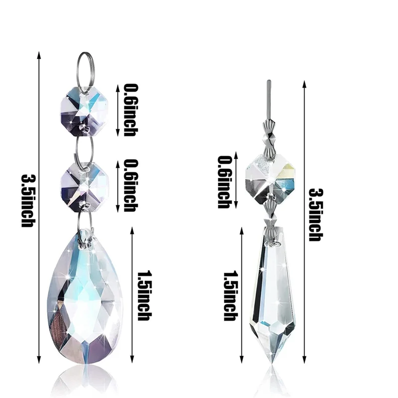 48 Pcs Chandelier Crystal Prisms Pendants Set 38 Mm Clear Teardrop Icicle Chandelier Crystals Parts Replacement Crystals