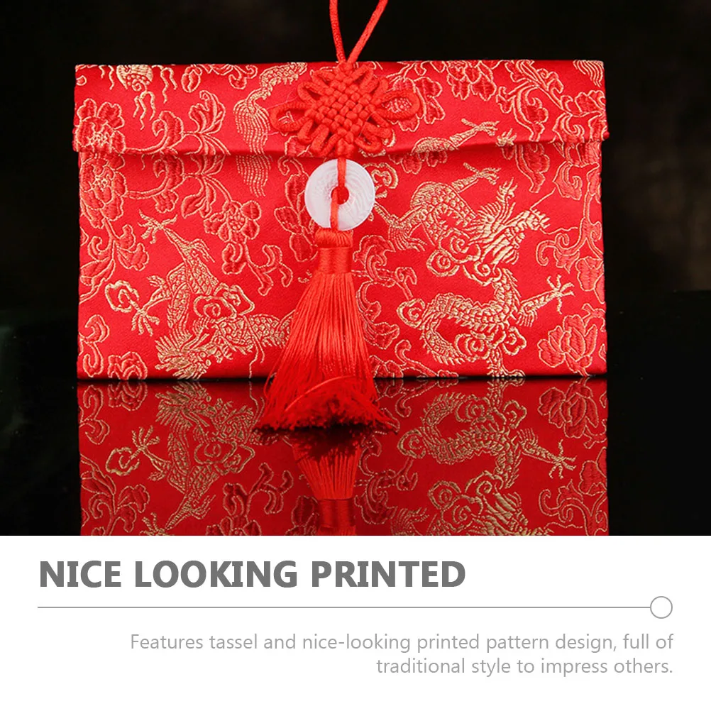 

2pcs Brocade Red Envelope Chinese New Year Gift Wedding Festival Packet Embroidery Money Bag Tassel Silk Button 2023 Red Packet