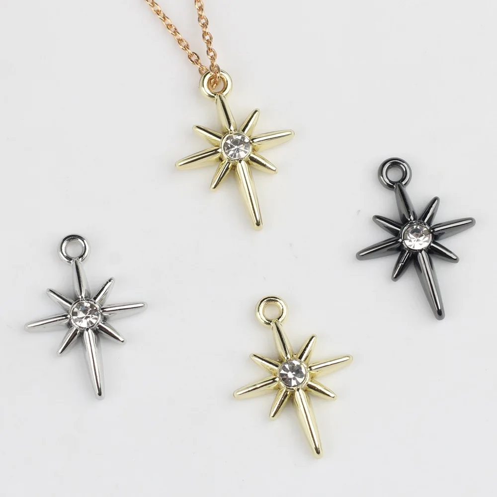 100pcs Diy Silvery Golden Color Pendant Charms Star Necklace Earrings Pendant Connectors Handmade Jewelry Making Findings