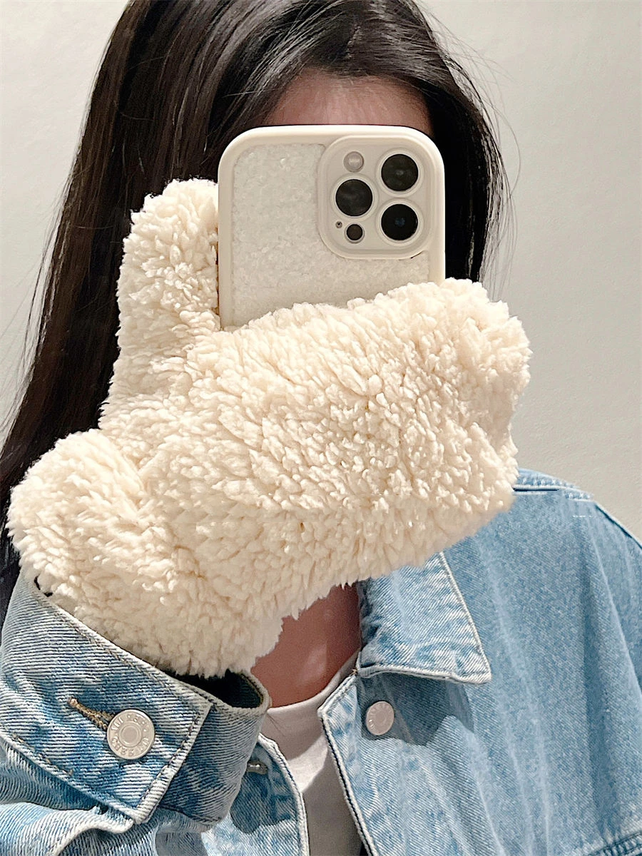 IPhone 15 Promax Plush Gloves 14 Iphone 13 Phone Case 12 Winter Antifreeze 11 Warm XS Women's XR Case image 2