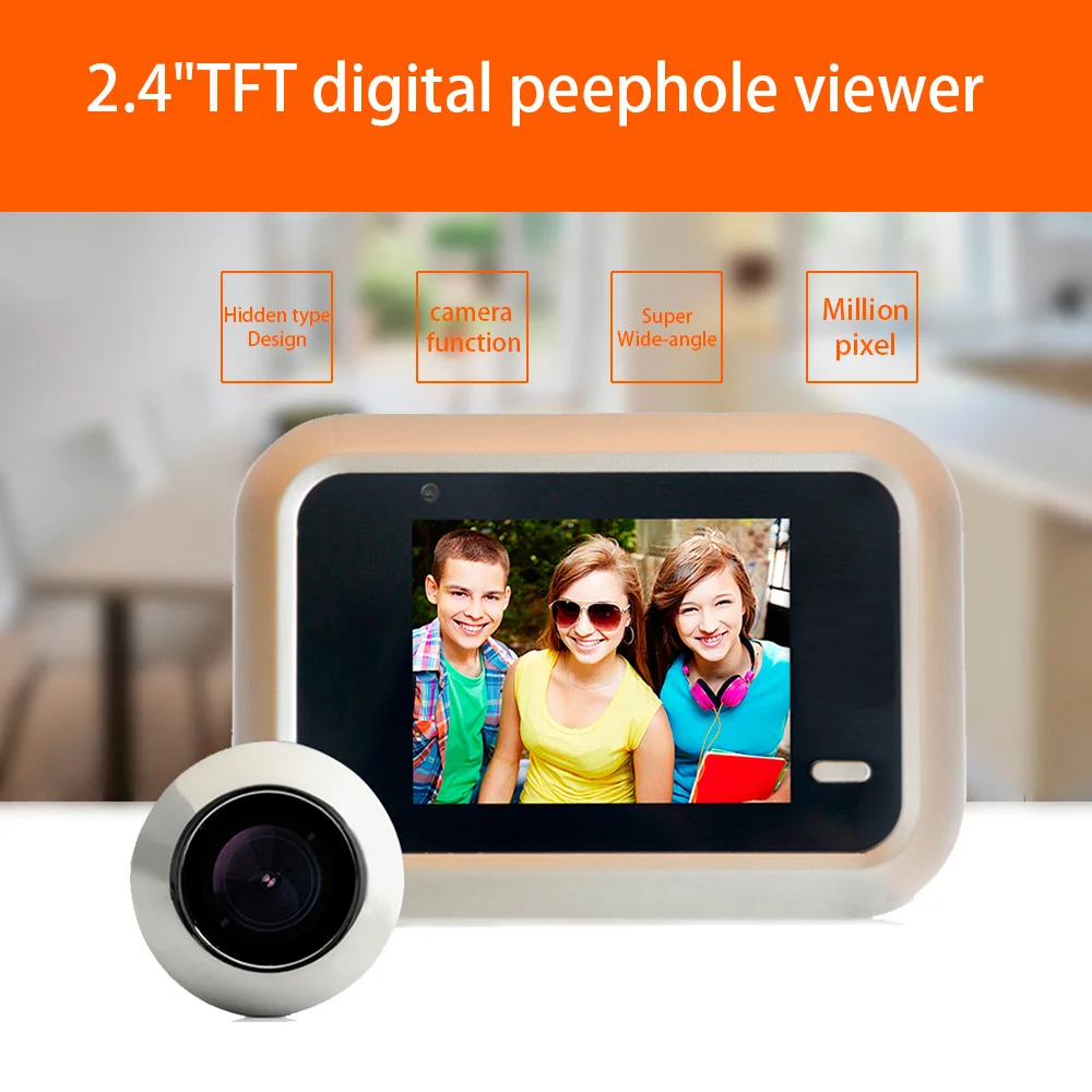 KERUI-Peephole Viewer Camera, 2.4 "TFT LCD, ângulo de 100 graus, Smart Door Viewer, Cat Eye