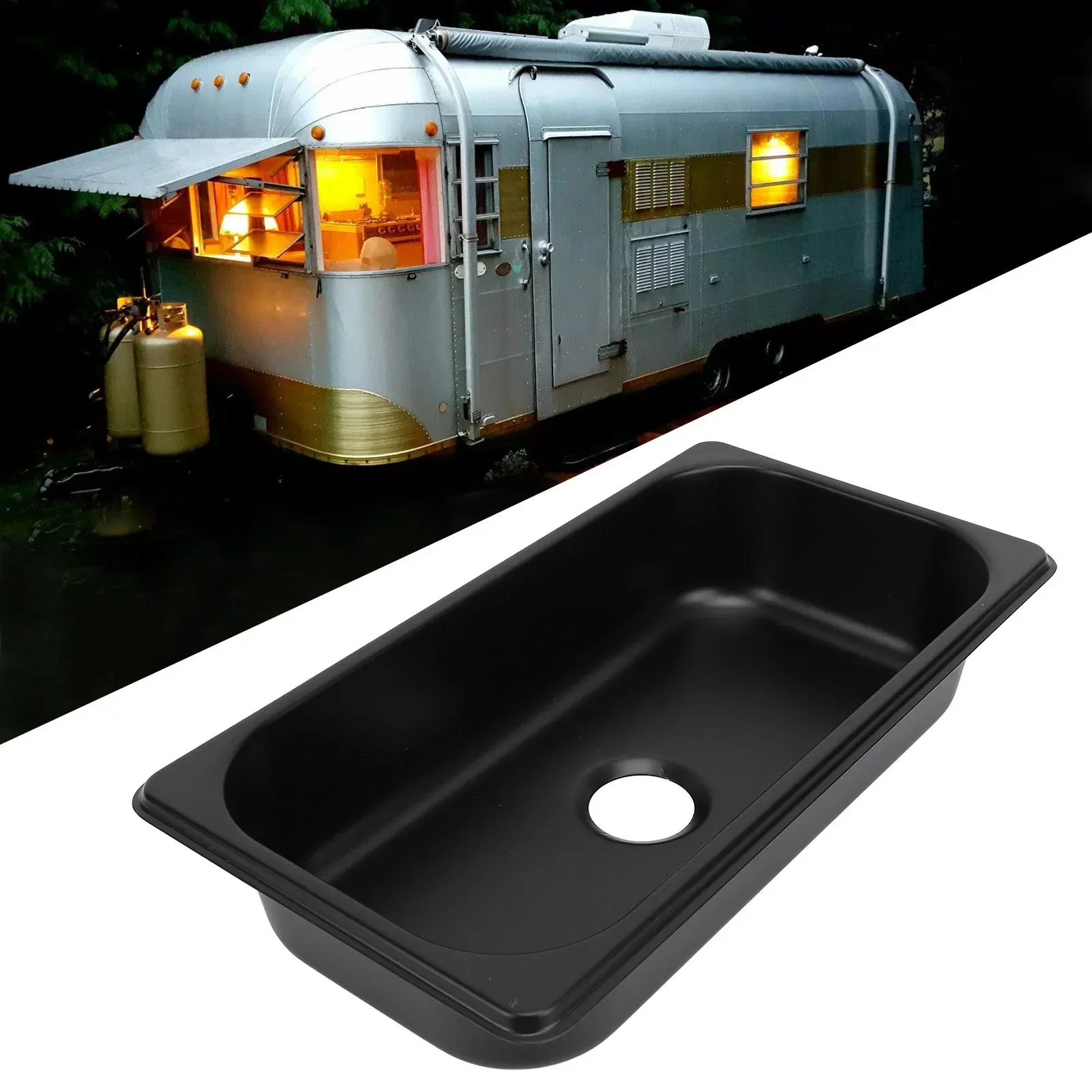 

RV Sink Caravan Washing Basin 304 Stainless Steel 325x176x65mm Square 40mm Drain Outlet for Boat Caravan RV Camper