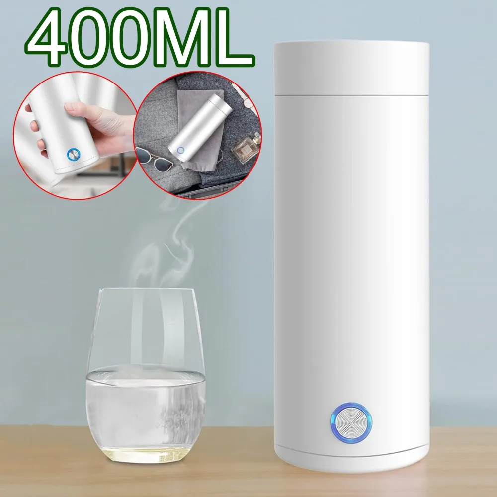 Przenośny czajnik o pojemności 400 ml, smukły kubek termiczny, idealny na wyjścia, do pracy, na wycieczki i na kemping – doskonały prezent dla przyjaciół.