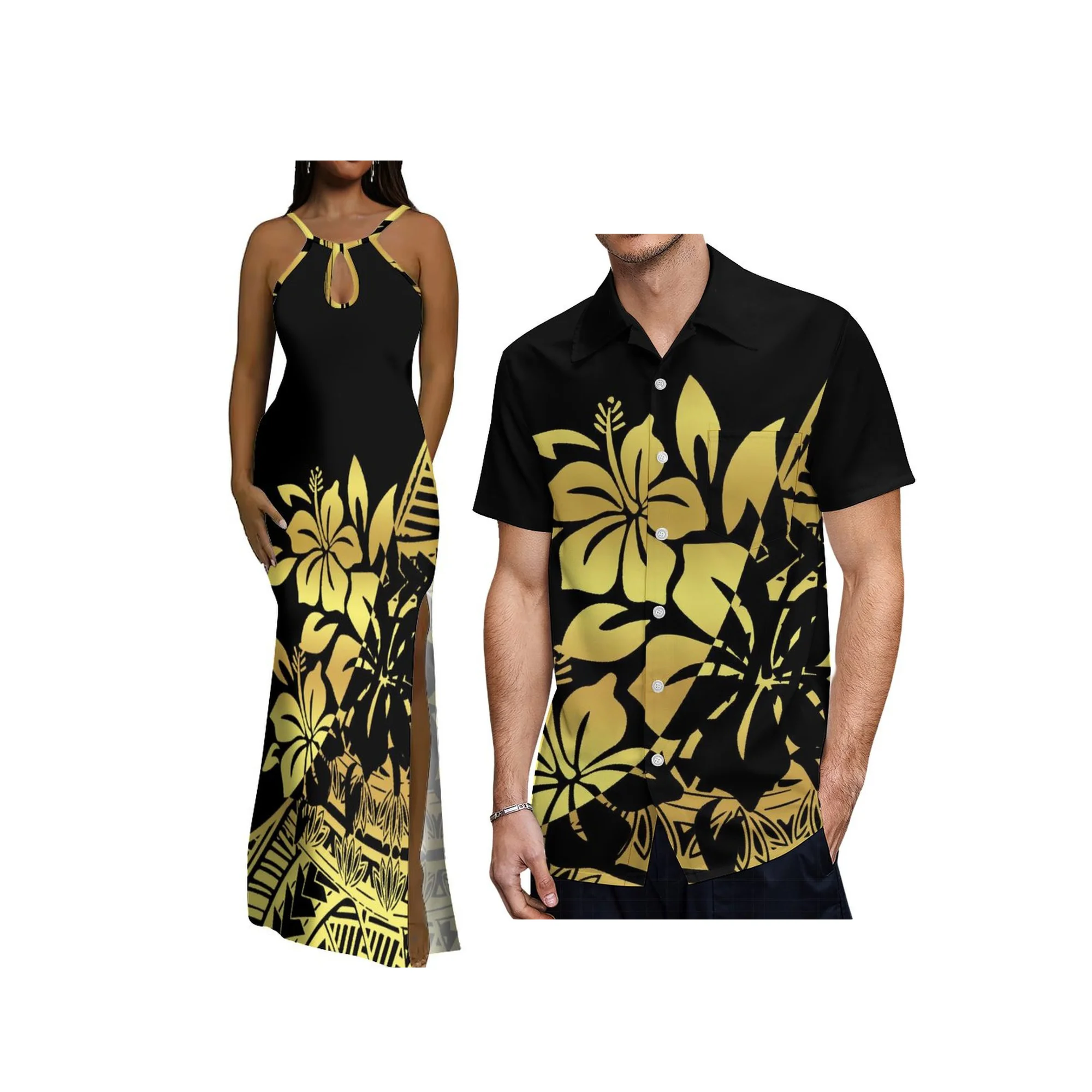 Summer Sleeveless Sling Strap Dress Samoan Island Design Evening Dress Custom Women Maxi Slit Gowns Tonga Polynesian Dress - view 2
