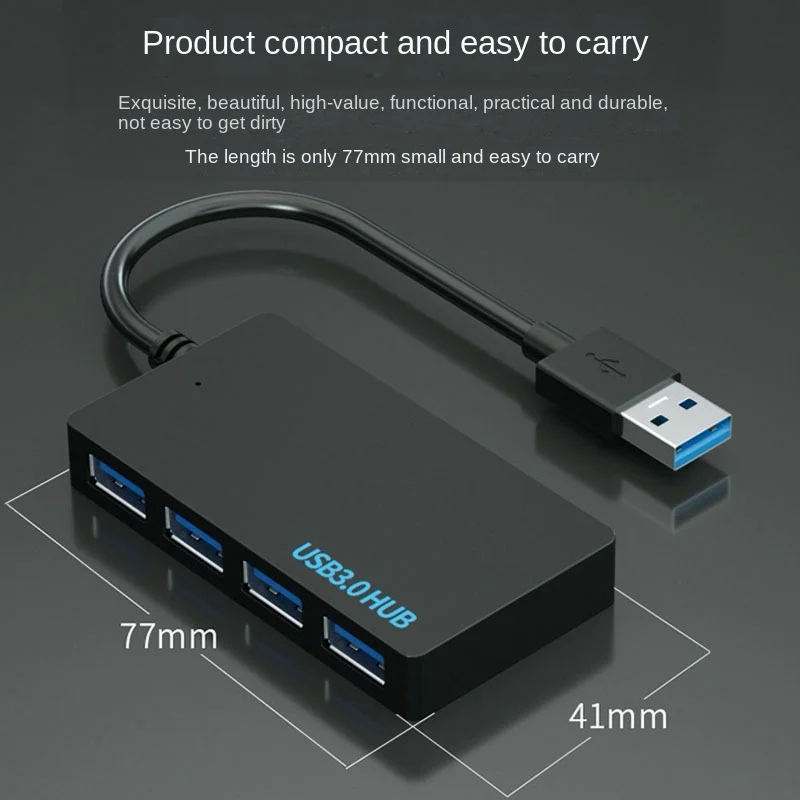 Czteroportowy koncentrator USB 3.0 Ultracienki 4-portowy rozdzielacz USB 2.0 Koncentrator typu C Stacja dokująca do komputera Przedłużacz koncentratora laptopa