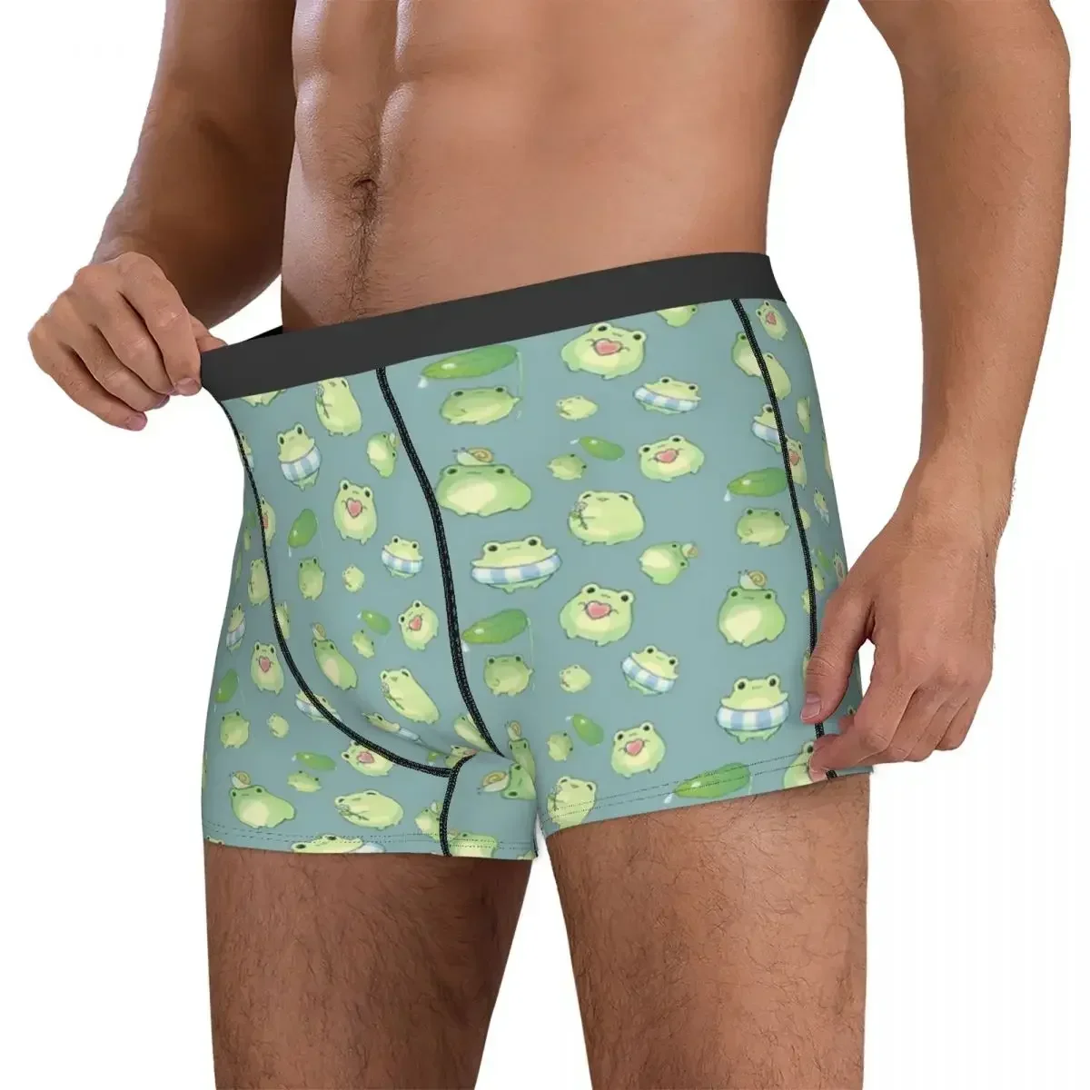 Boxer Underpants Shorts Kawaii Frog Pattern Panties Men's Comfortable Underwear for Homme Man Boyfriend Gift