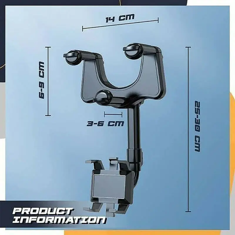 Car Phone Holder 360° Rearview Mirror Phone Holder Auto Rearview Mirror Seat Hanging Clip Bracket Cell Phone Holder for Car image 6