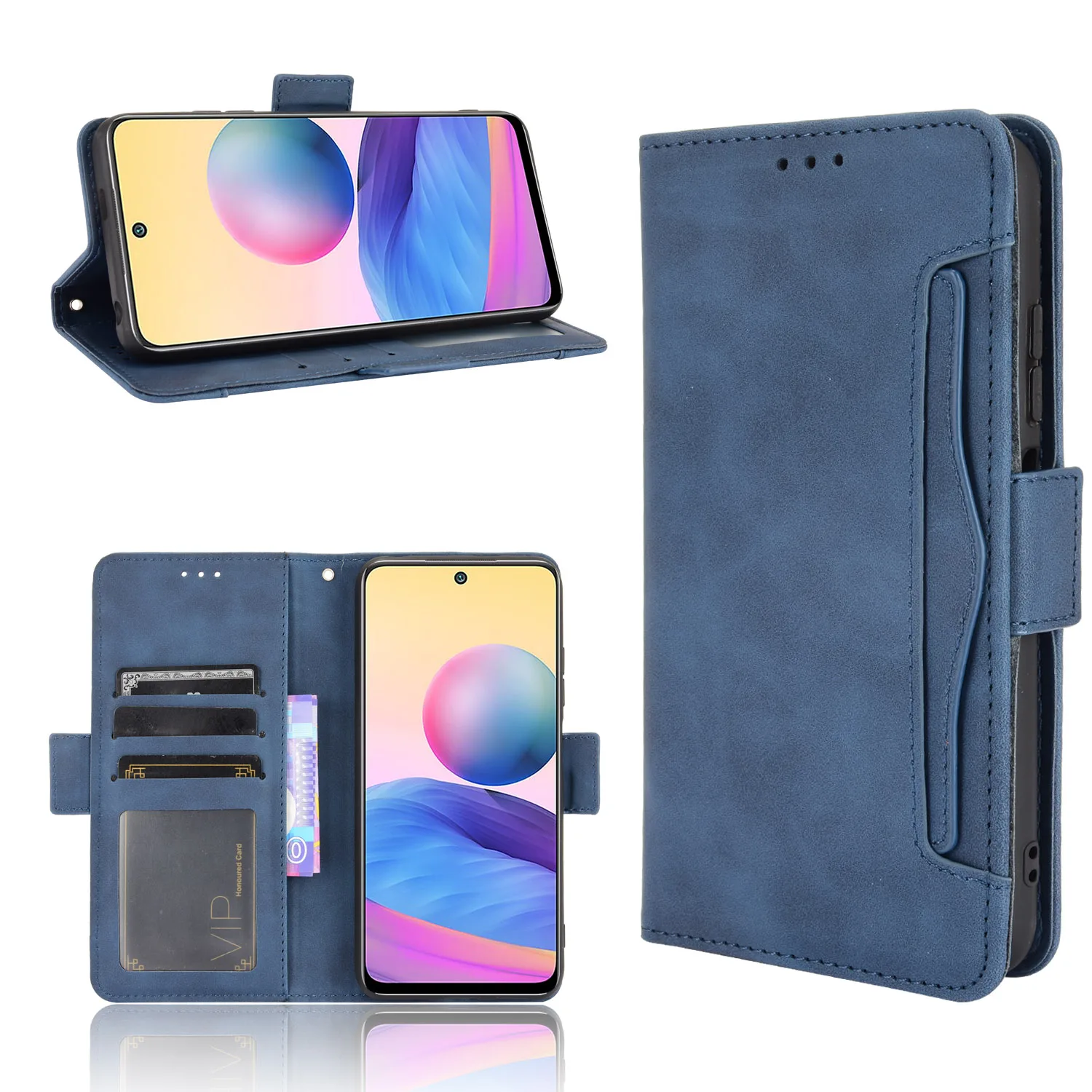 Funda de cuero con tapa para Xiaomi Redmi Note 10, 5G, M2103K19G, M2103K19C, tipo separado, muchas ranuras para tarjetas, cartera, funda de teléfono a prueba de golpes