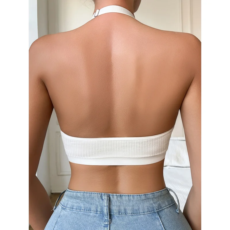 1pc-Border Romantic Lace Halter Bra | Deep V
