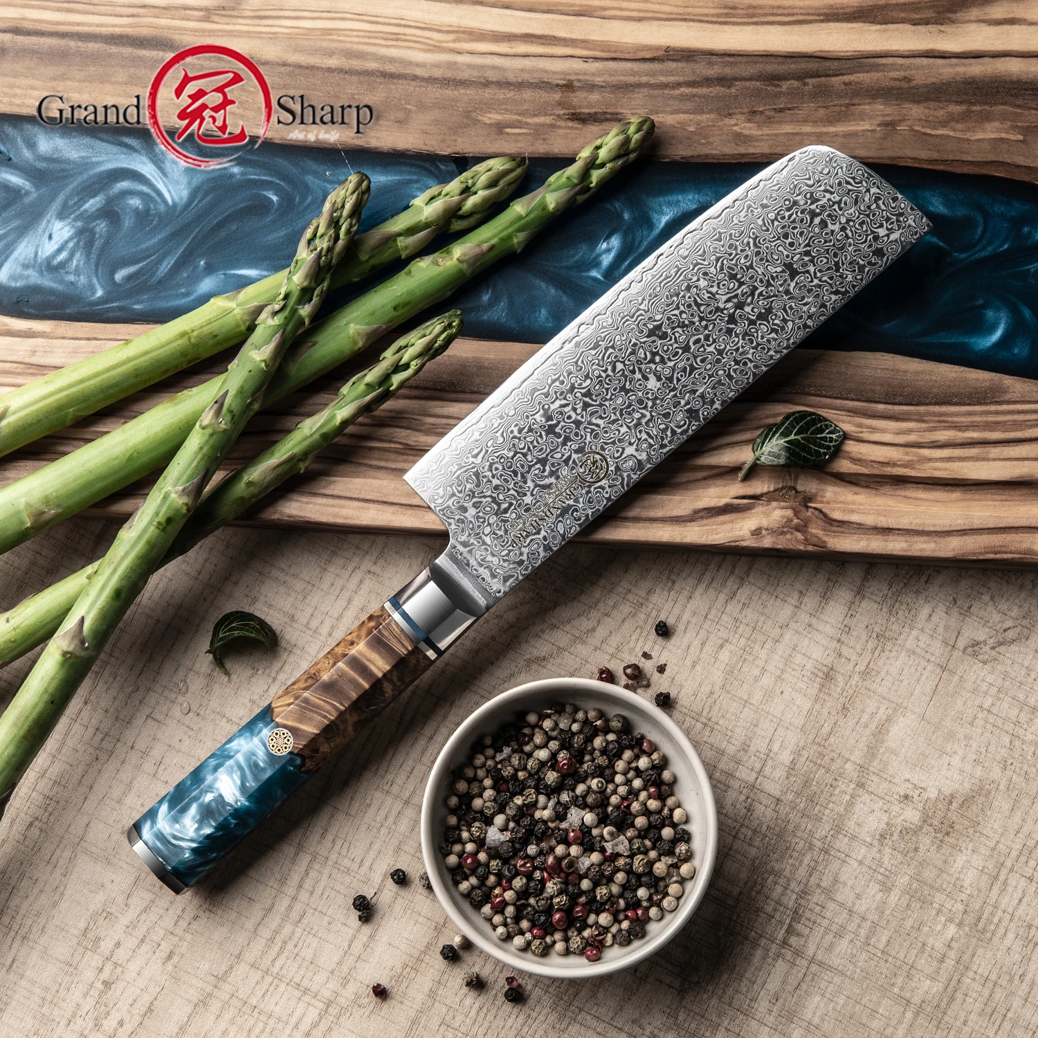 

Grandsharp 6.5 Inch Nakiri Knife Japanese 67 Layer Damascus Samurai Steel Kitchen Knife Chef Knives Gyuto Cleaver Cutlery