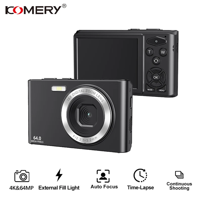 Komery Camera 4K ultra HD recording 20X digital zoom Sport Camera  64-megapixel camera Supports video and photo capture chargi