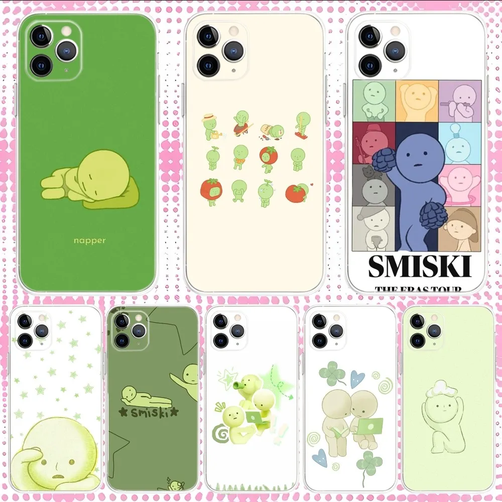 

Smiski Green Guy Phone Case For iPhone 16,15,14,13,12,11 Pro,Max,Plus,X,XS,XR,SE,Mini Transparent Silicone Soft