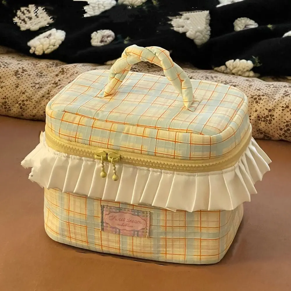 Sac à cosmétiques Portable couleur Dopamine, étui carré Kawaii pour cosmétiques, étui de rangement, trousse de toilette à fermeture éclair pour dames