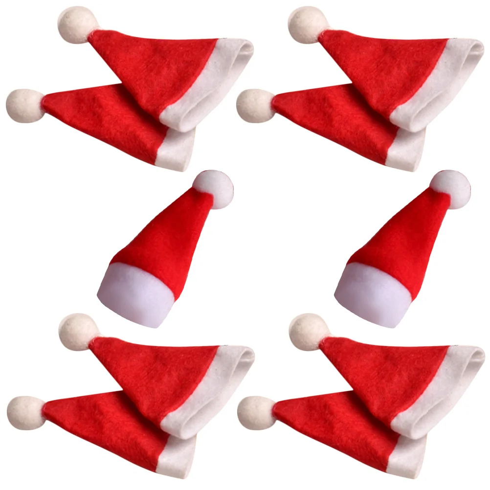 10 قطعة قبعة عيد الميلاد مصاصة القبعات DIY بها بنفسك غير المنسوجة النسيج عطلة ديكور الحفلات قبعة الحلوى الصغيرة قابلة لإعادة الاستخدام اكسسوارات احتفالية