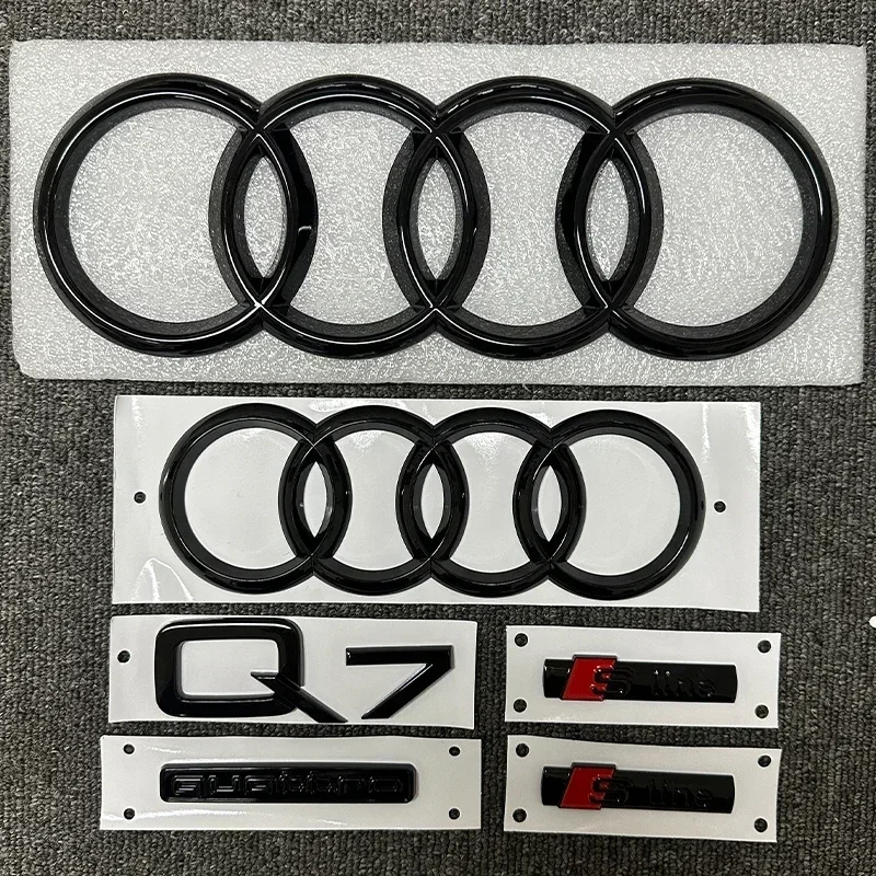 

It is suitable for refitting 3D letters of Quattro trunk of front and rear four-ring logo of Audi Q7 2016-2023 Sline ABS black
