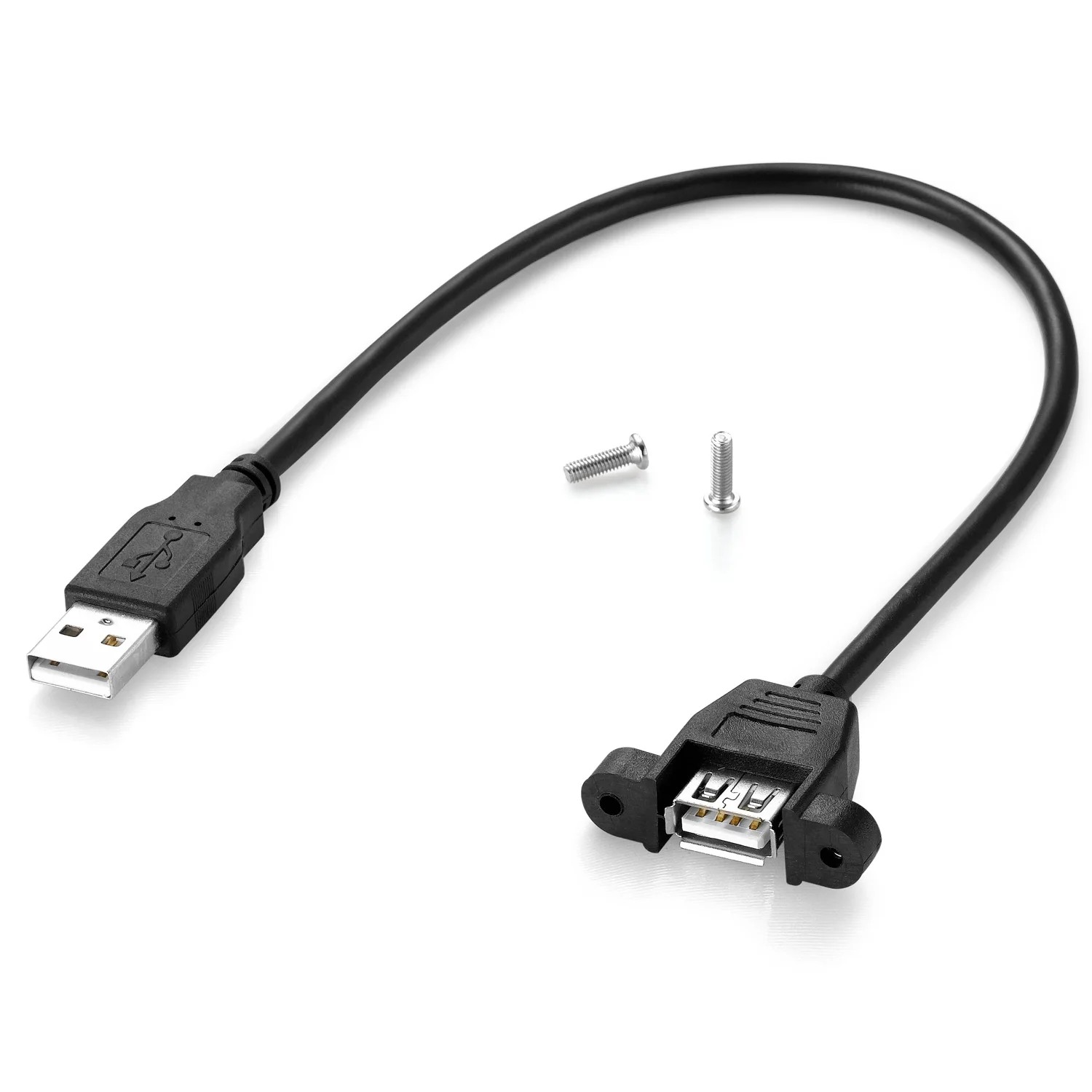 USB 2.0 Extension Cable Male To Female With Screw Panel Mount Foil+Braided  Shielded 30cm 50cm 60cm 100cm 150cm 200cm