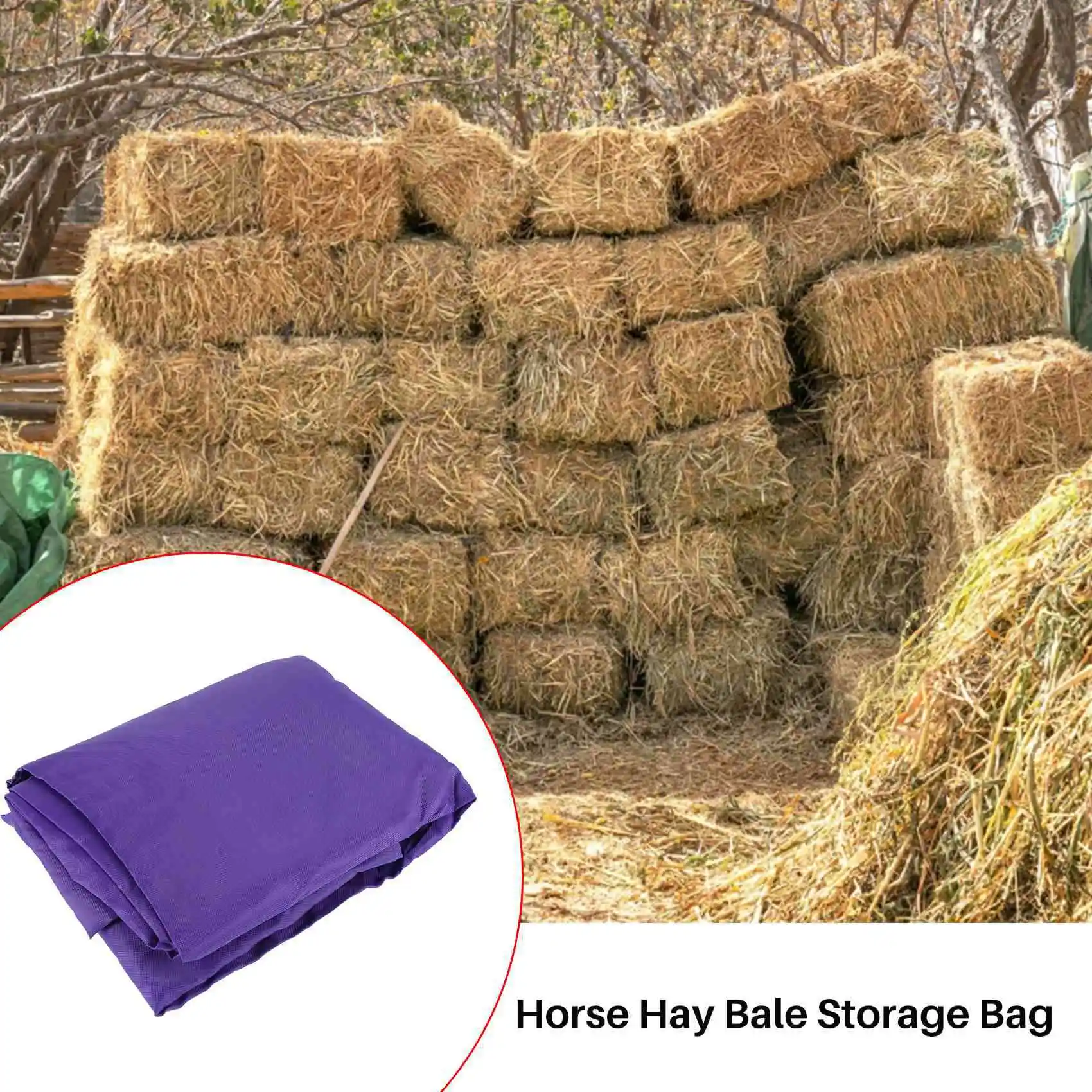 Bale Storage Bag, Extra Tote Bale Carry Bag, Foldable Portable Horse and Livestock Bale Bags with Zipper Waterproof