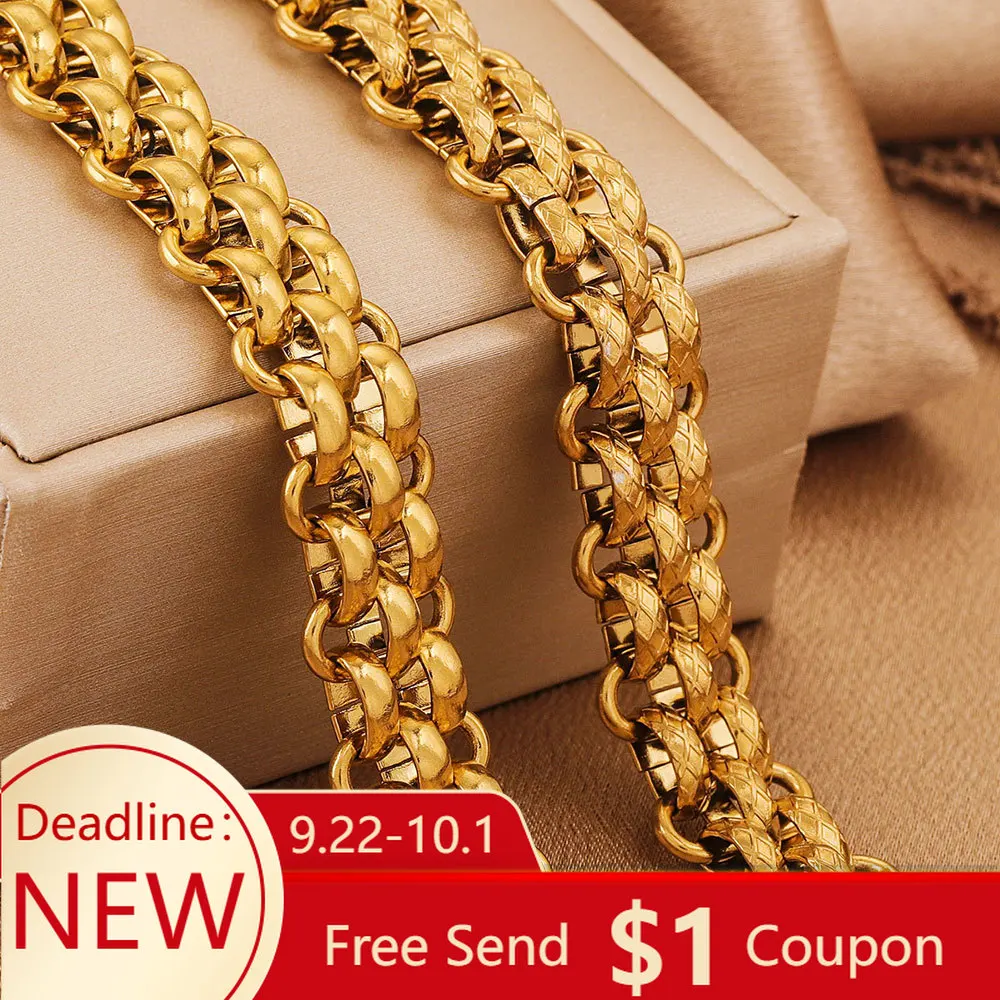 

1Meter Wide 13mm Chain Stainless Steel Gold Plated Glossy Large Thick DIY Bracelet Necklace Jewelry Making Accessories Wholesale
