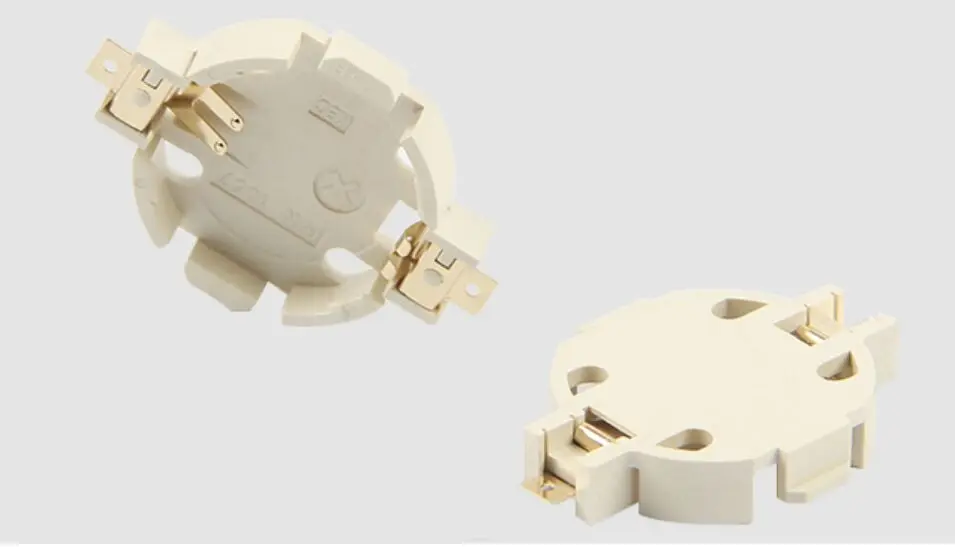 10PCS/LOT BS-10F CR2032 gold plated button cell holder, white environmental protection and high temperature resistance