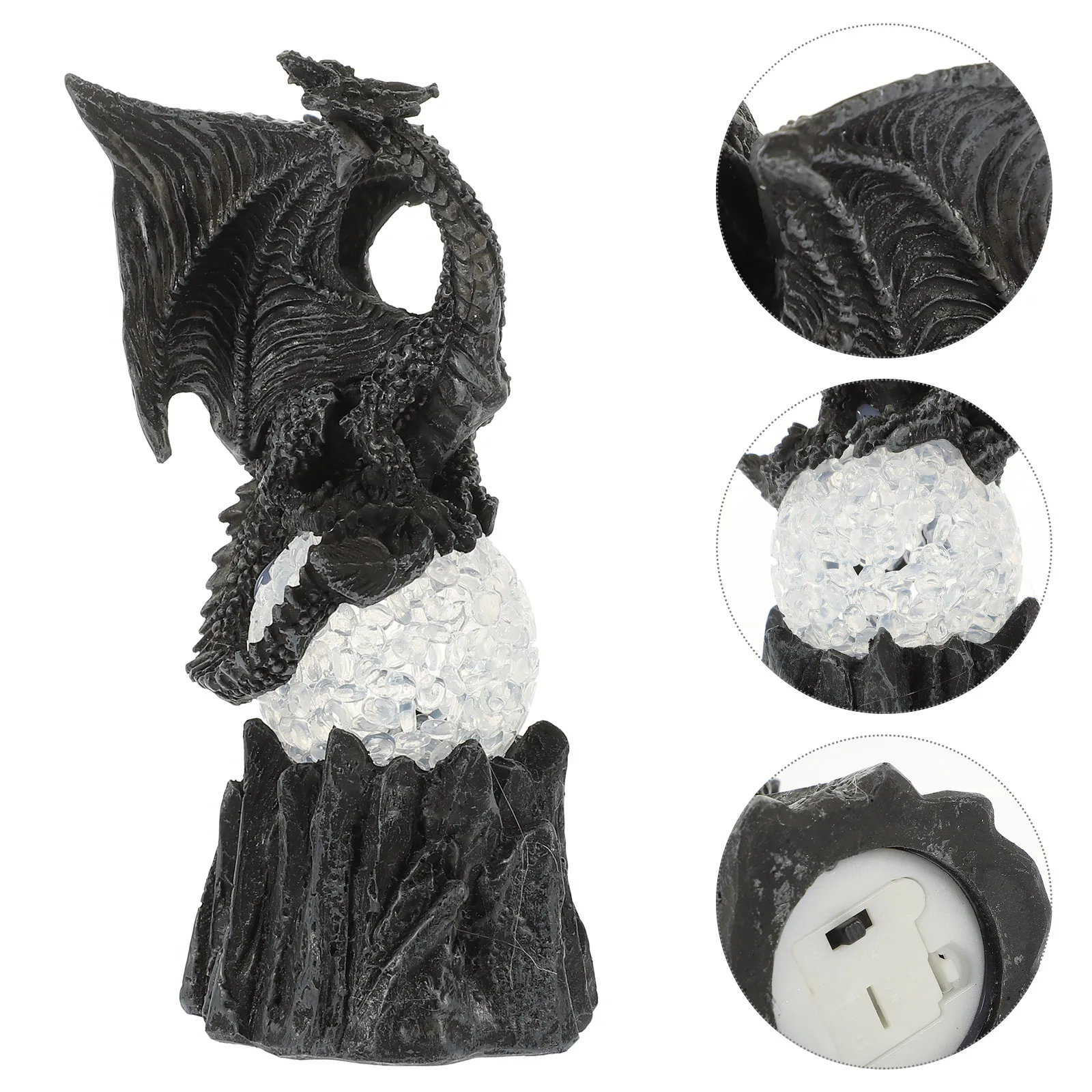 

Resin Sculpture Halloween Decor For Home Garden Office Desktop Animal Statue With Light-Up Ball Dragon Ornament Resin Decoration
