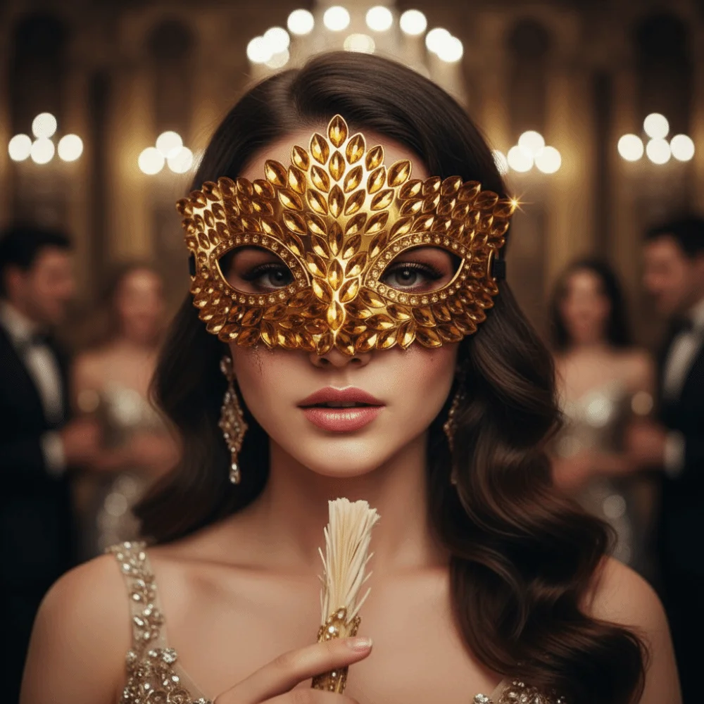 Carnival Visor Metallic Masquerade Mask Crowned Shiny Venetian Mask Textured Lightweight Party Eyemask Techno Rave