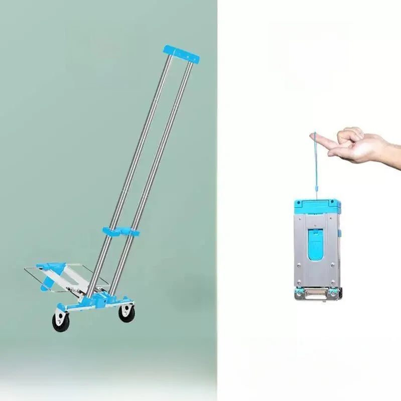 ポータブル折りたたみ式手引きショッピングカートミニ野菜購入カート家庭用貨物トレーラー荷物プルロッドカー