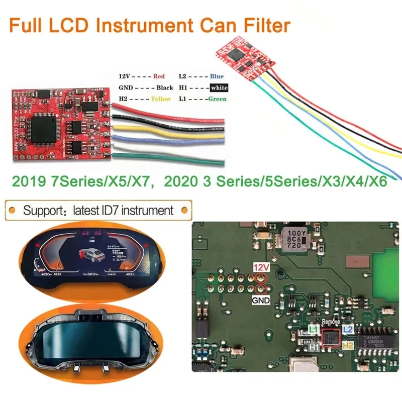 For BMW ID7 Full LCD Instrument Can Filter Mileage Correction CAN Filter for 2016-2021 7Series/X5/X7 3 Series/ 5Series/X3/X4/X6