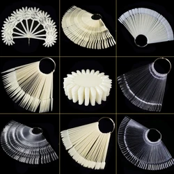 1 Set False Nail Tips Clear Nature Black Nail Art Display Oval Fan Style Nail Swatch Polish Stand Tips Practice Manicure Tools