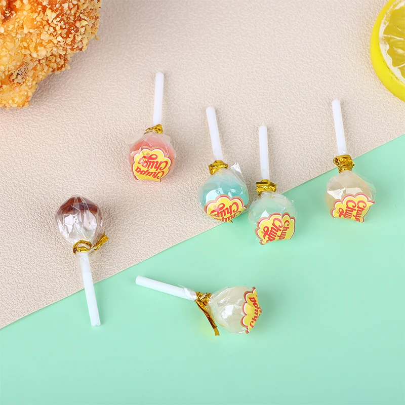 6pcs/1pc 1:12 Snacks Candy Bear Lollipop Doll House Toy Dollhouse Miniature Resin Food Kitchen Livingroom Supplies Children Gift