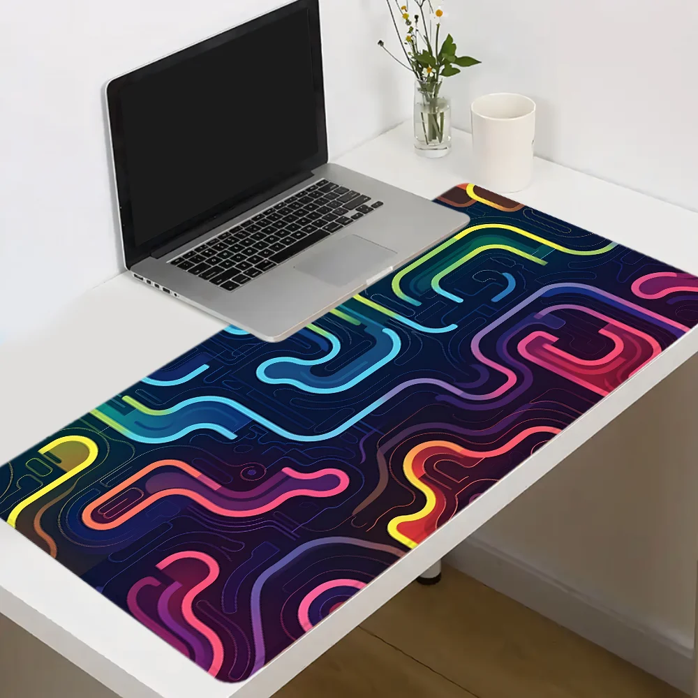 لوحة ماوس متاهة ملونة بتصميم كرتوني XXL قاعدة مطاطية للألعاب مع حافة مخيطة وسادة مكتب غير قابلة للانزلاق ملحقات مكتبية كبيرة #2