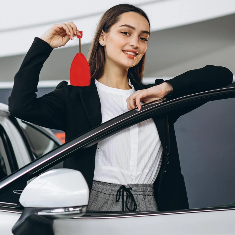 Porte-clés de voiture en cuir PU nervuré créatif, pochette de clé mignonne, porte-clés en poudre, grande capacité