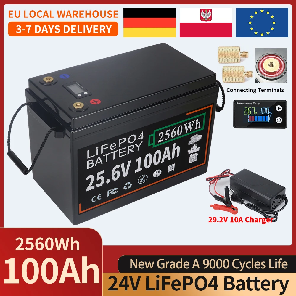 DUHE Batterie LiFePo4 12V, 600ah, 350ah, 300ah, 200ah, 100ah, 12.8V, BMS intégré, cellule au Lithium fer Phosphate, 6000 Cycles pour voiturette de Golf solaire 3