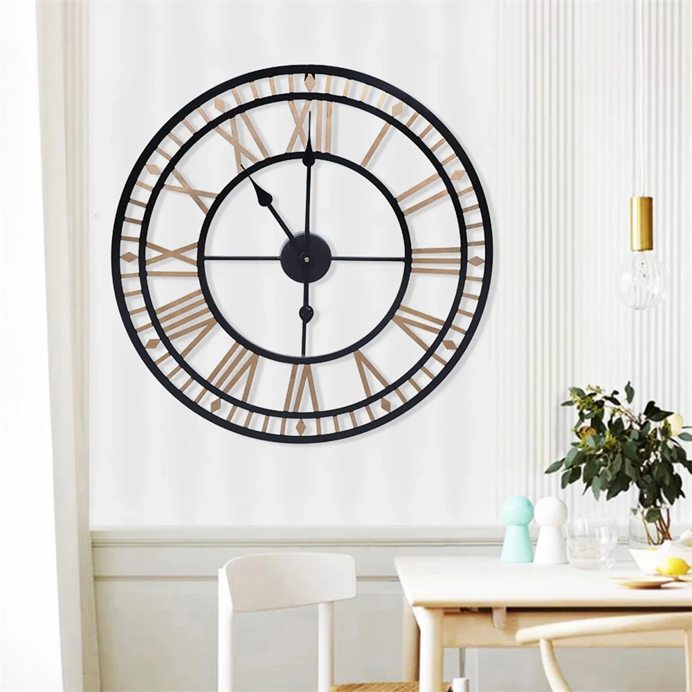 80cm Vintage Wall Clock Clock Analog Kitchen Clock Retro Roman Numbers