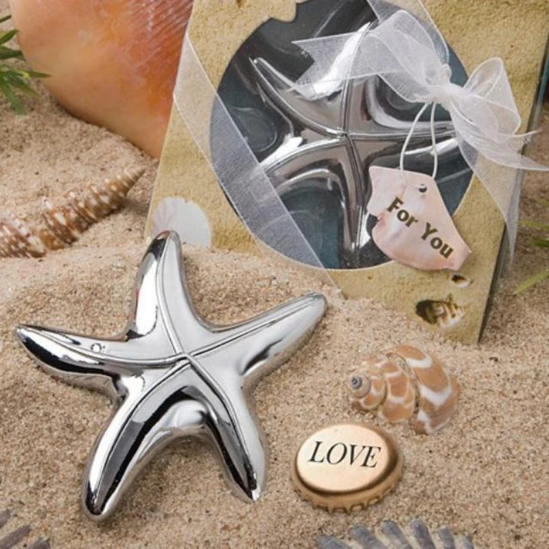 

120pcs/Lot Beach Wedding Favors Silver Starfish Design Wine Bottle Opener Party Giveaway Gift For Guest