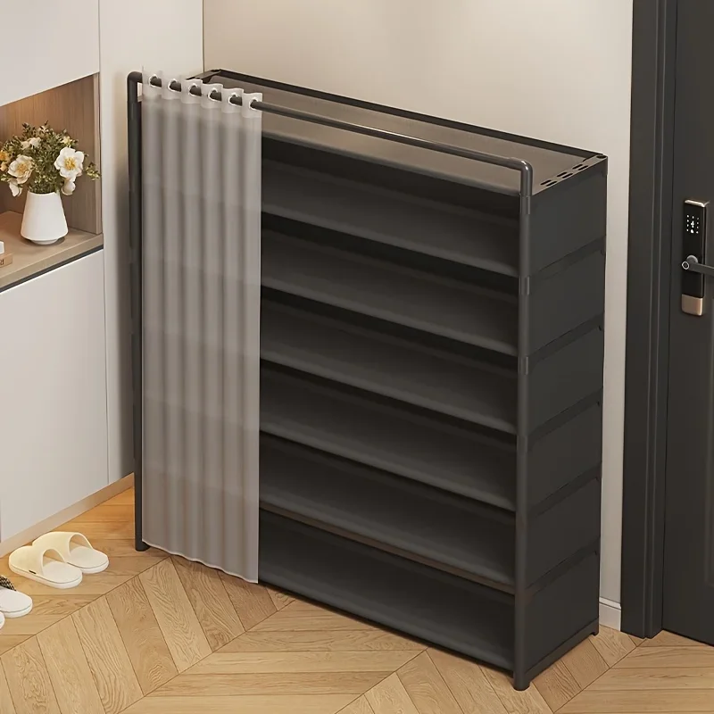 Scarpiera semplice a 3-7 livelli con tenda, antipolvere a più strati, scarpiera per la casa, soluzione salvaspazio, ideale per garage, camera da letto, soggiorno, scatole per riporre le scarpe e