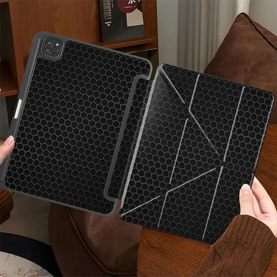 

Shiny Hexagon Holder Cover Tablet Case For iPad Air 4 5 M3 M2 M4 11inch Pro 2025 Pro 11th 10th 9th 8th 7th 12.9inch Mini 6 7