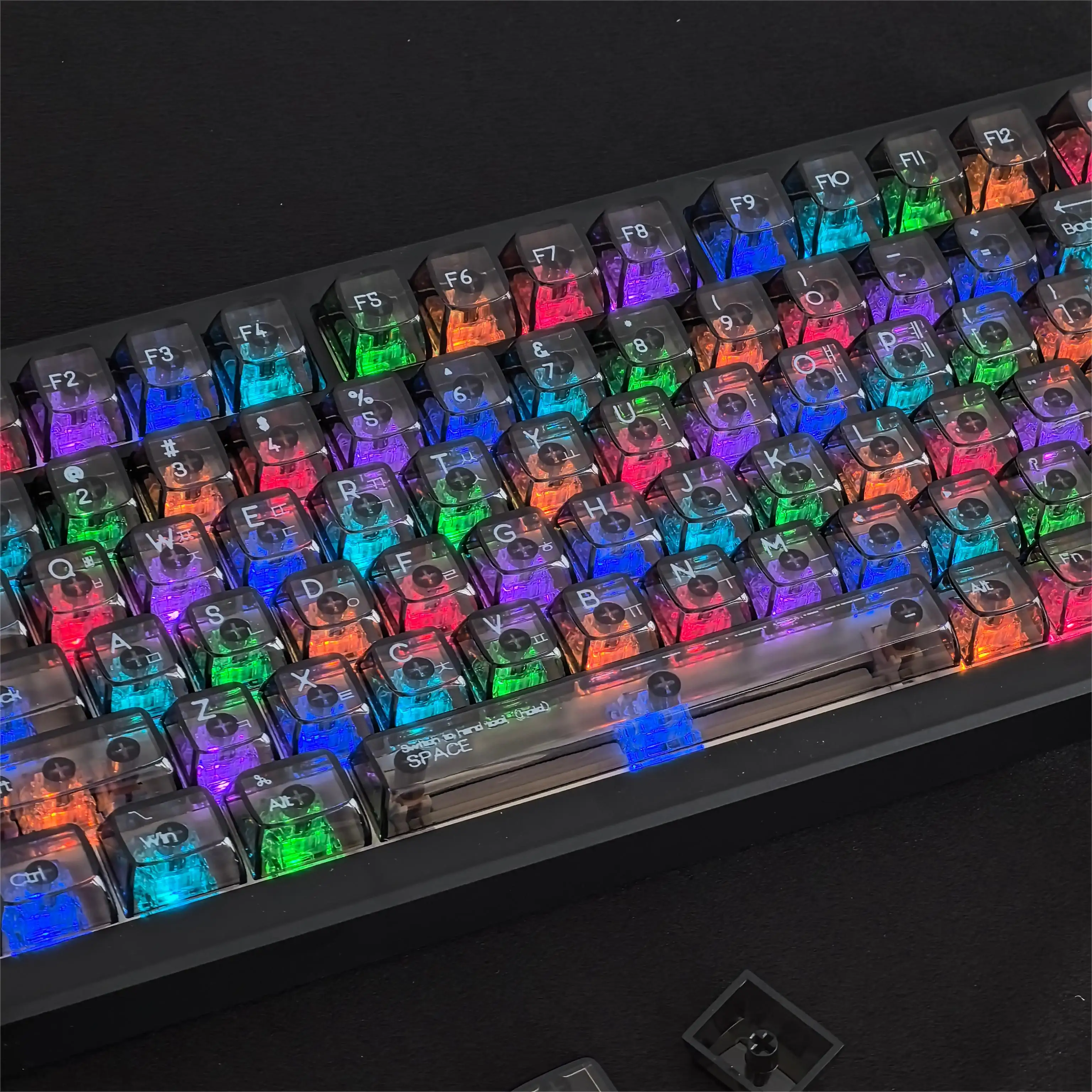 Korean Keycaps 132 Keys Black Transparent Keycap CBSA Profile PC Material Key Caps Suitable for MX Switch Mechanical Keyboard