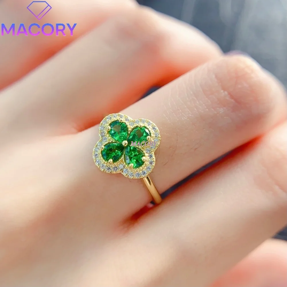 Trendy new natural Tsavorite ring S925 sterling silver classic and fashionable design great for everyday work and commuting