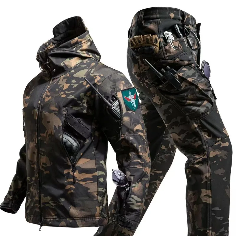 Immagine 6: Set Giacca Softshell TAD Shark Skin per Esterni, per Autunno e Inverno, Resistente al Freddo, Calda e Impermeabile, Taglia 5XL