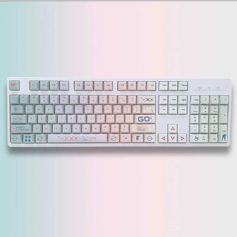 128 Keys Stamp Set Keycaps Custom PBT Cherry/OEM Profile Keycap Cute Anime Side Carving Key Caps for Gaming Mechanical Keyboard