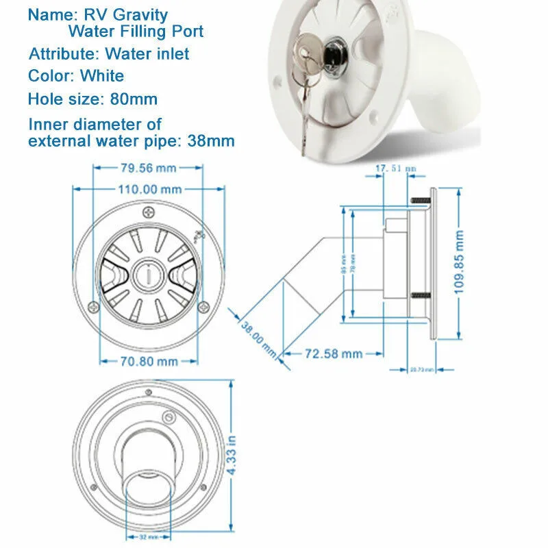 1 مجموعة المياه العذبة قفل مدخل فتحة غطاء فتحة التعبئة البلاستيك ل قافلة متنقل تخييم RV أجزاء المملكة المتحدة #6