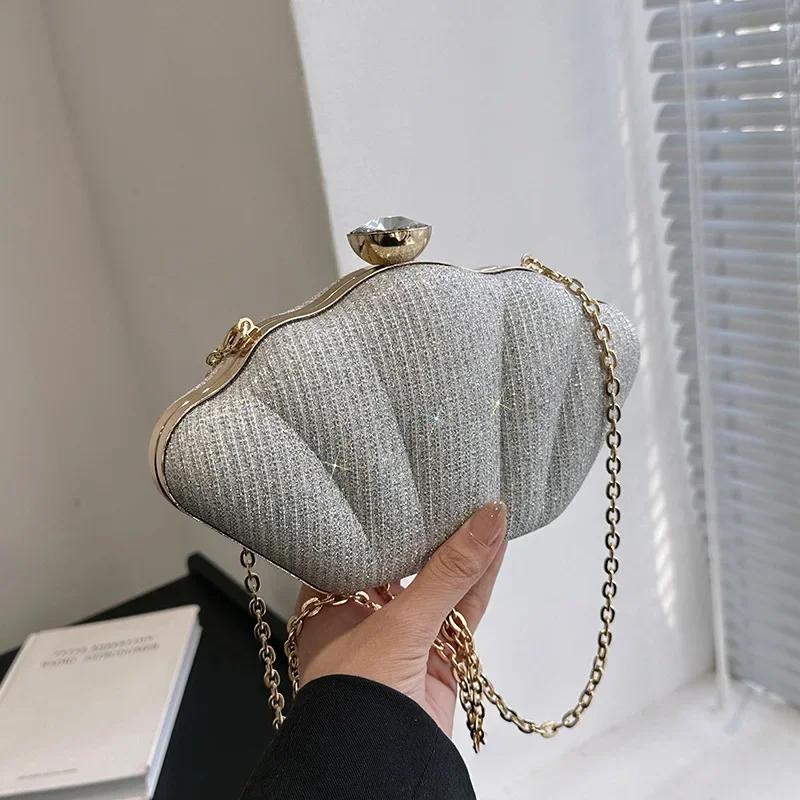 Fashion Shell Shape Lipstick Bag For Women Luxury Designer Evening Bag High Quality Shoulder Bags Cute Purses Crossbody Bag 2023