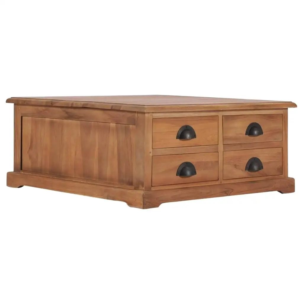 26.8x26.7x11.8 Solid Teak Wood Coffee Table - Stylish & Durable Side Table for Living Room