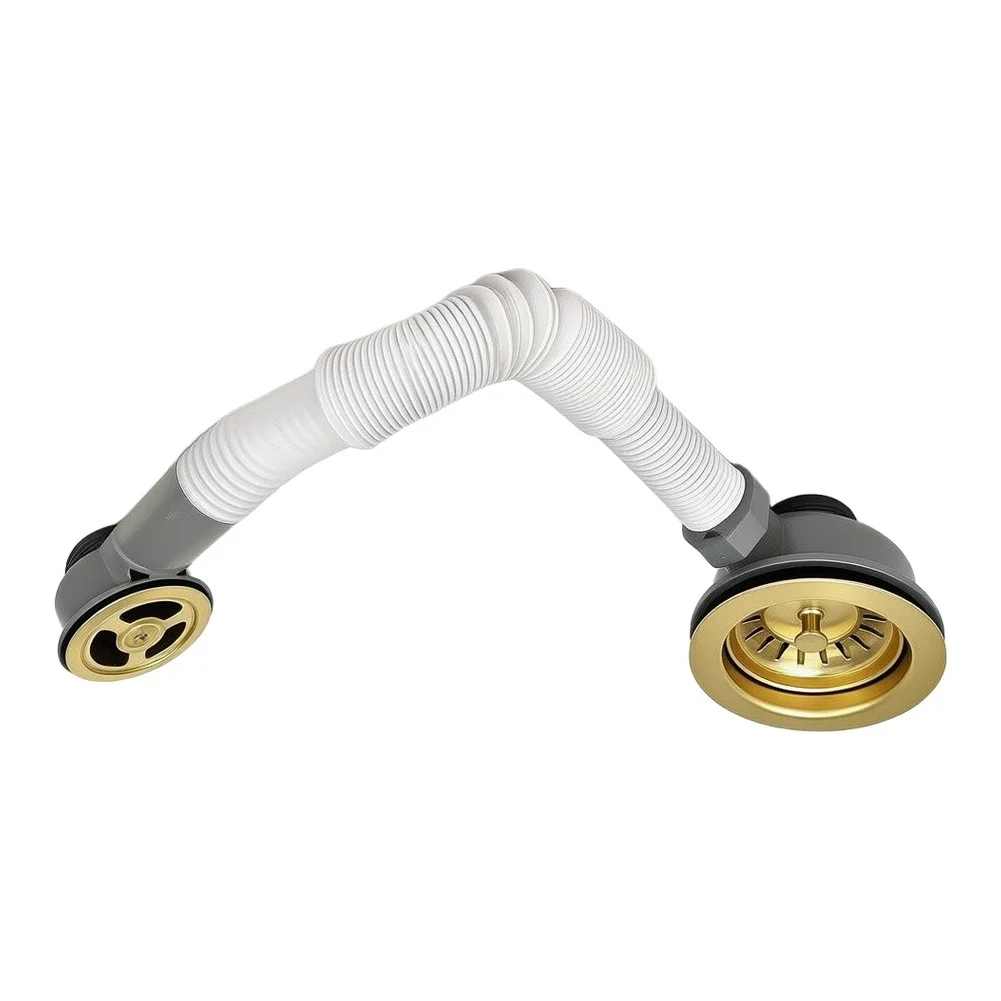 Drain Strainer Kit with Overflow Function for Standard Kitchen Sinks 304 Stainless Steel and PVC Component Mix