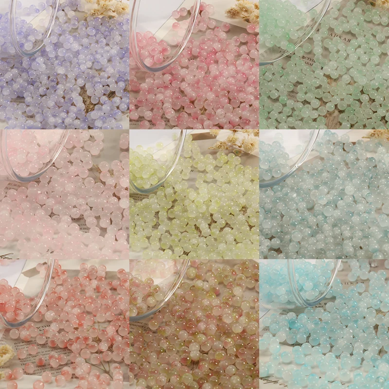 4mm Two Tone Luster Beads Round Loose Beads Gradient Color Spacer Beads for DIY Bracelet Necklace Earring Jewelry Making
