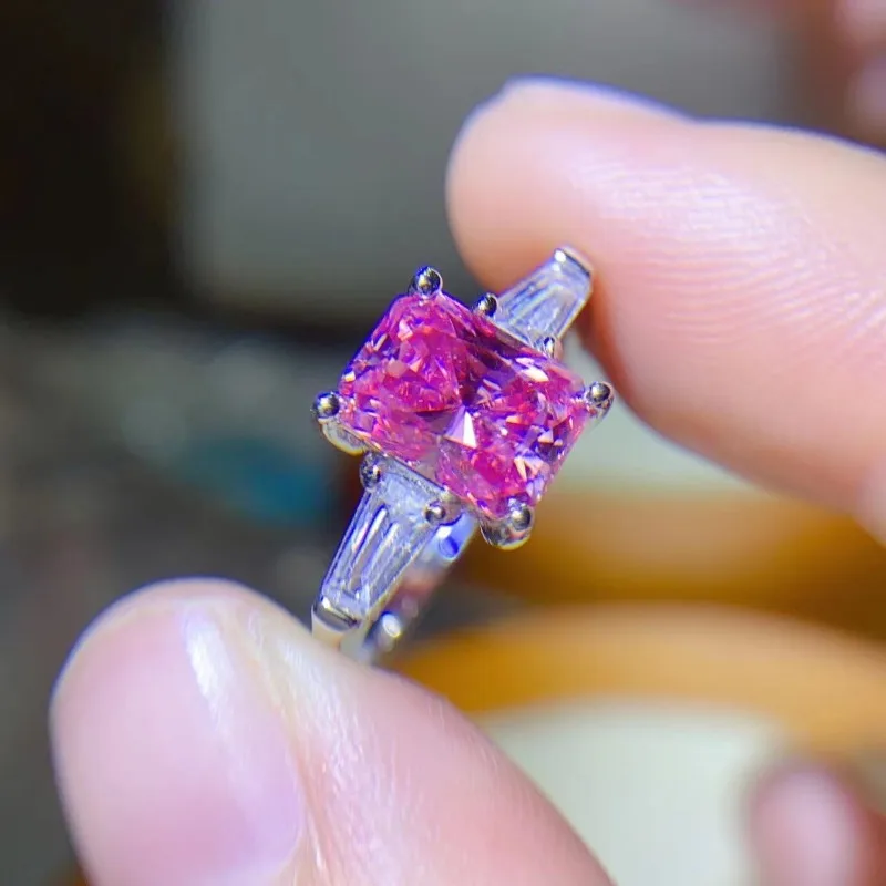 خاتم مويسانيتي للنساء من SACE GRA GRA ، فضة إسترليني ، خواتم ذهب أبيض عيار 18 قيراط ، مجوهرات راقية ، لون 1-2 قيراط