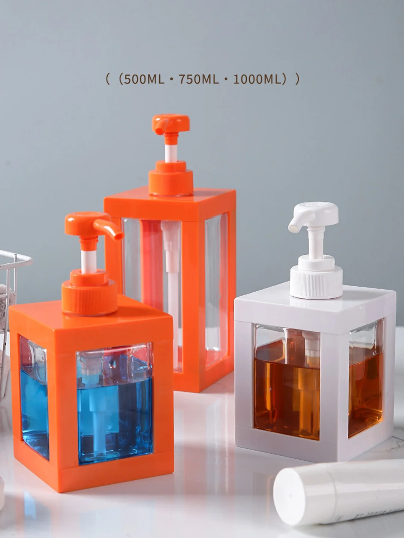 

Large-capacity lotion dispensing bottle household push-type square bottle bathroom shower gel visual hand sanitizer bottle