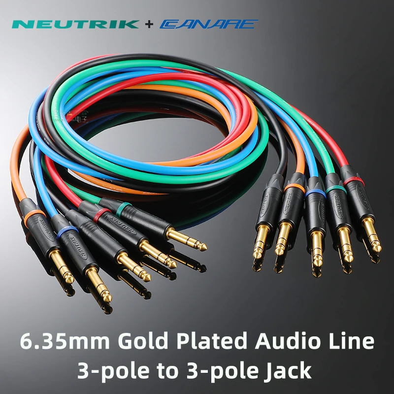 

DIY Neutrik Electric Guitar Microphone Cable Jack 6.35 to 6.35 TRS Stereo Balanced Audio Signal Line for Speaker Mixer Amplifier