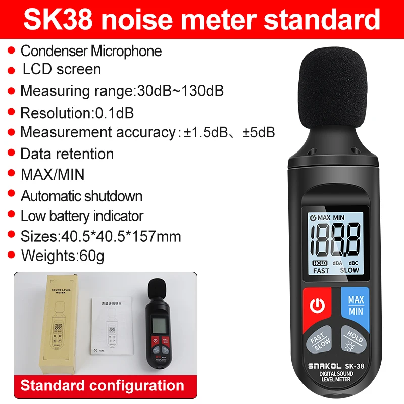 Digital Sound Level Meter Audio Level Meter Sonometro Sound Meter Decibelimetro 30-130dB Decibel Meter Portable Noise Meter
